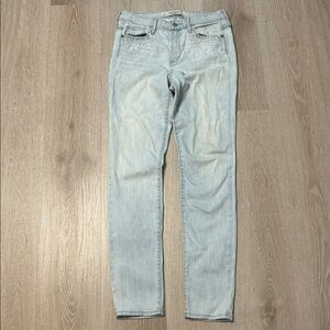 Abercrombie & Fitch Light Wash Slim Skinny Stretch Pearl Beaded Jeans Sz 8/29